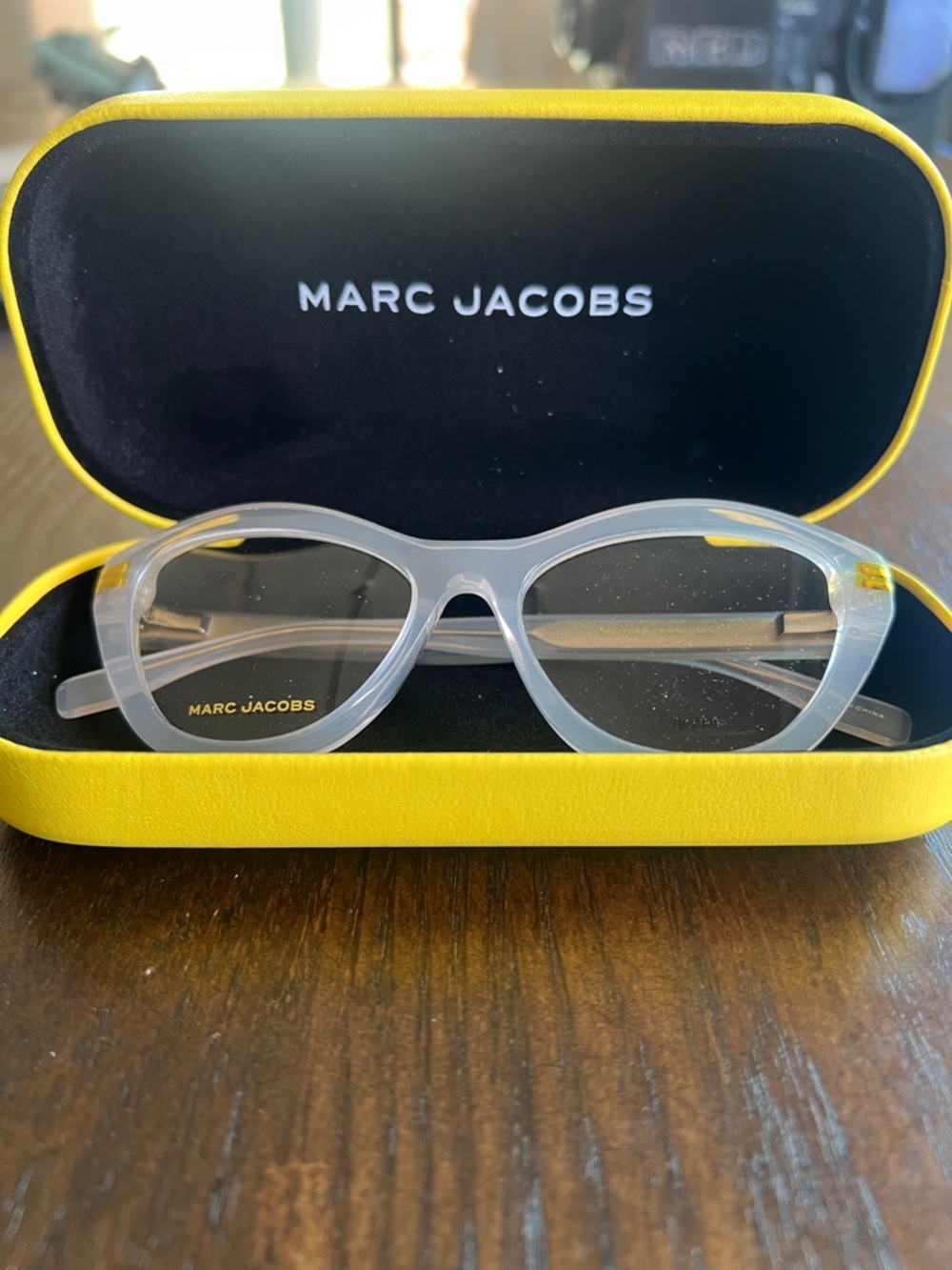Marc Jacobs Translucent Clear Round Optical Glasses with Yellow Case